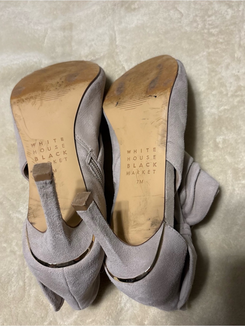 White House Black Market Taupe Suede Peep-Toe Slouch Booties - Picture 5 of 6